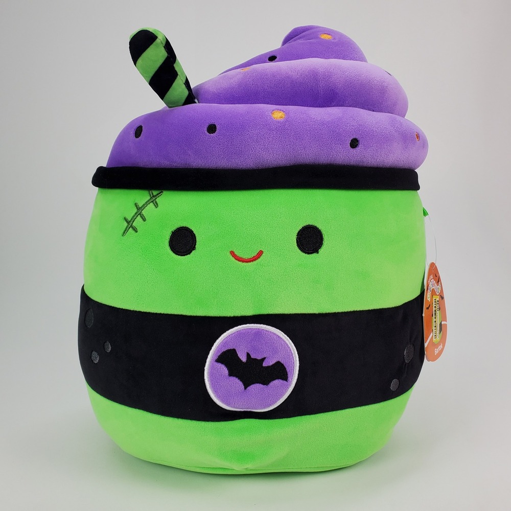 Squishmallows Bartok the Cauldron 12 Inch Halloween Plush Green Purple Bat NWT